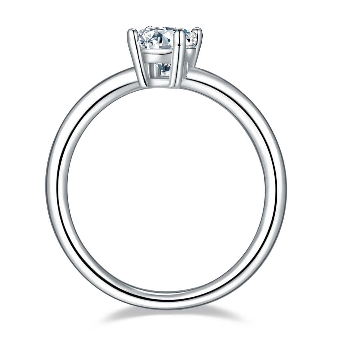 Platinum Plated Sterling Silver Moissanite Oval Solitaire Ring Q334806