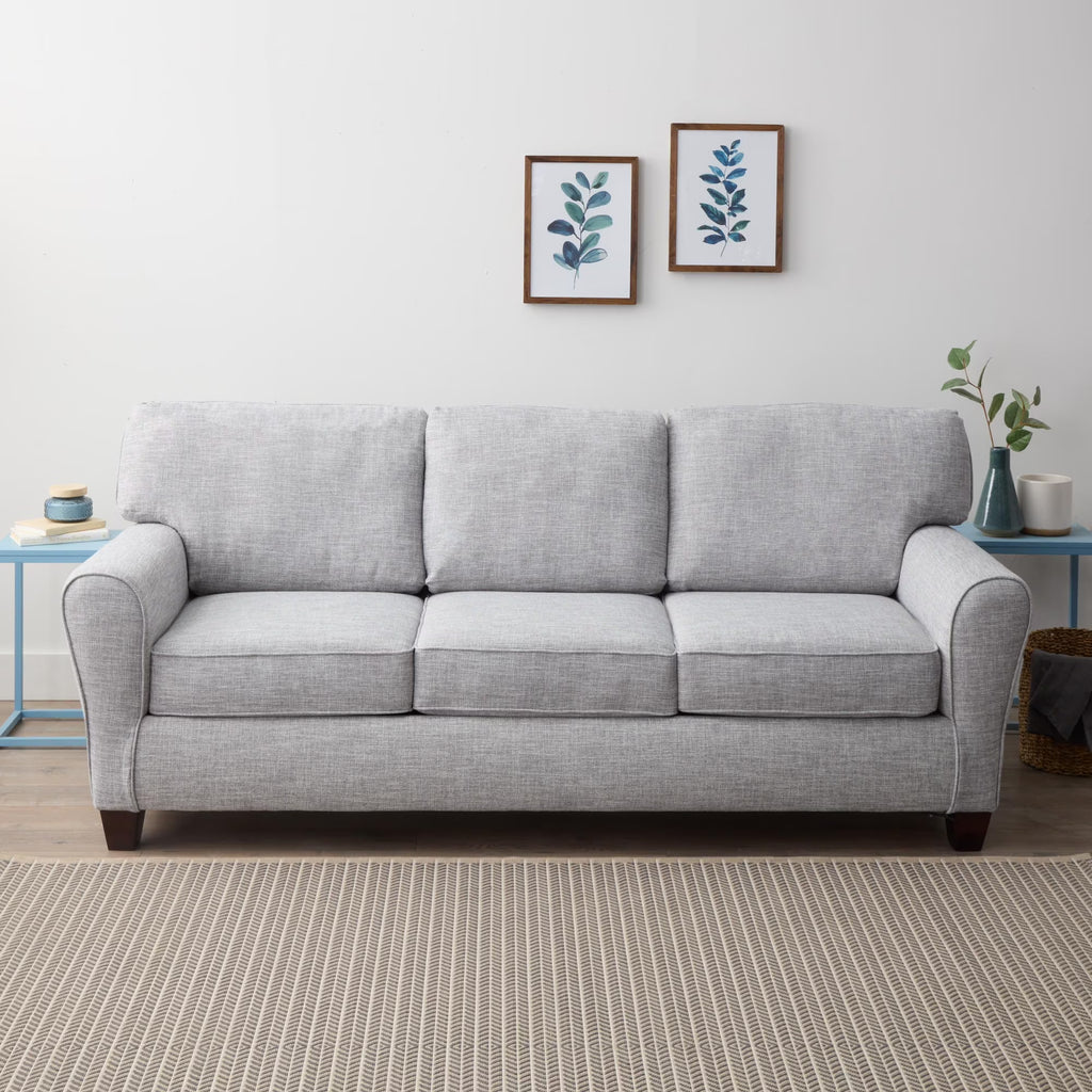 Light Gray Rolled Arm Fabric Sofa X28025