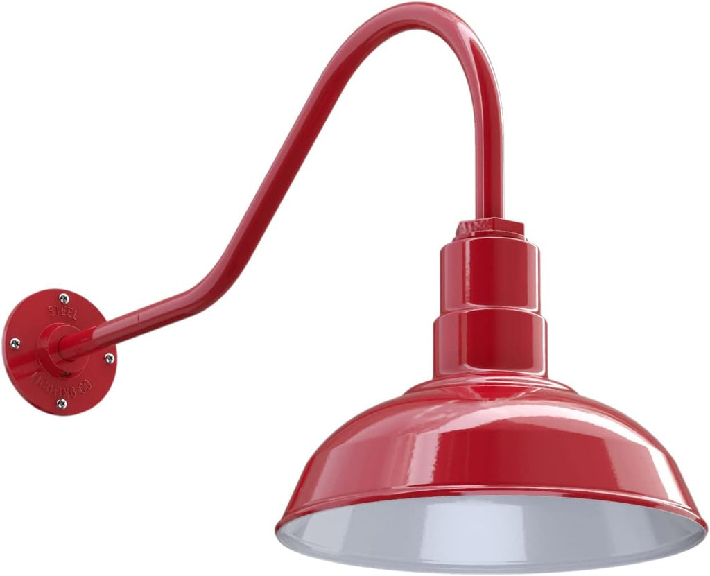 Black Outdoor Wall Mounted Barn Light with 12 inch Dome and 11 inch Straight Arm T461