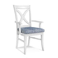 Cross Back Arm Chair Gray and Cream Stripe H69868