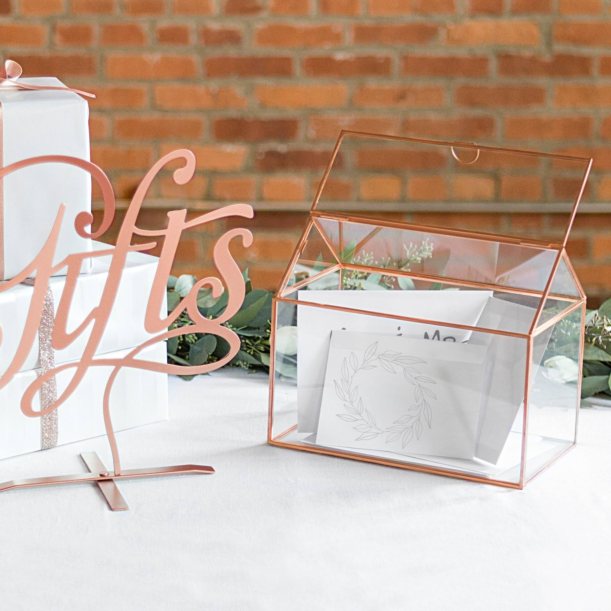 Glass Terrarium Card Holder, Rose Gold V860441