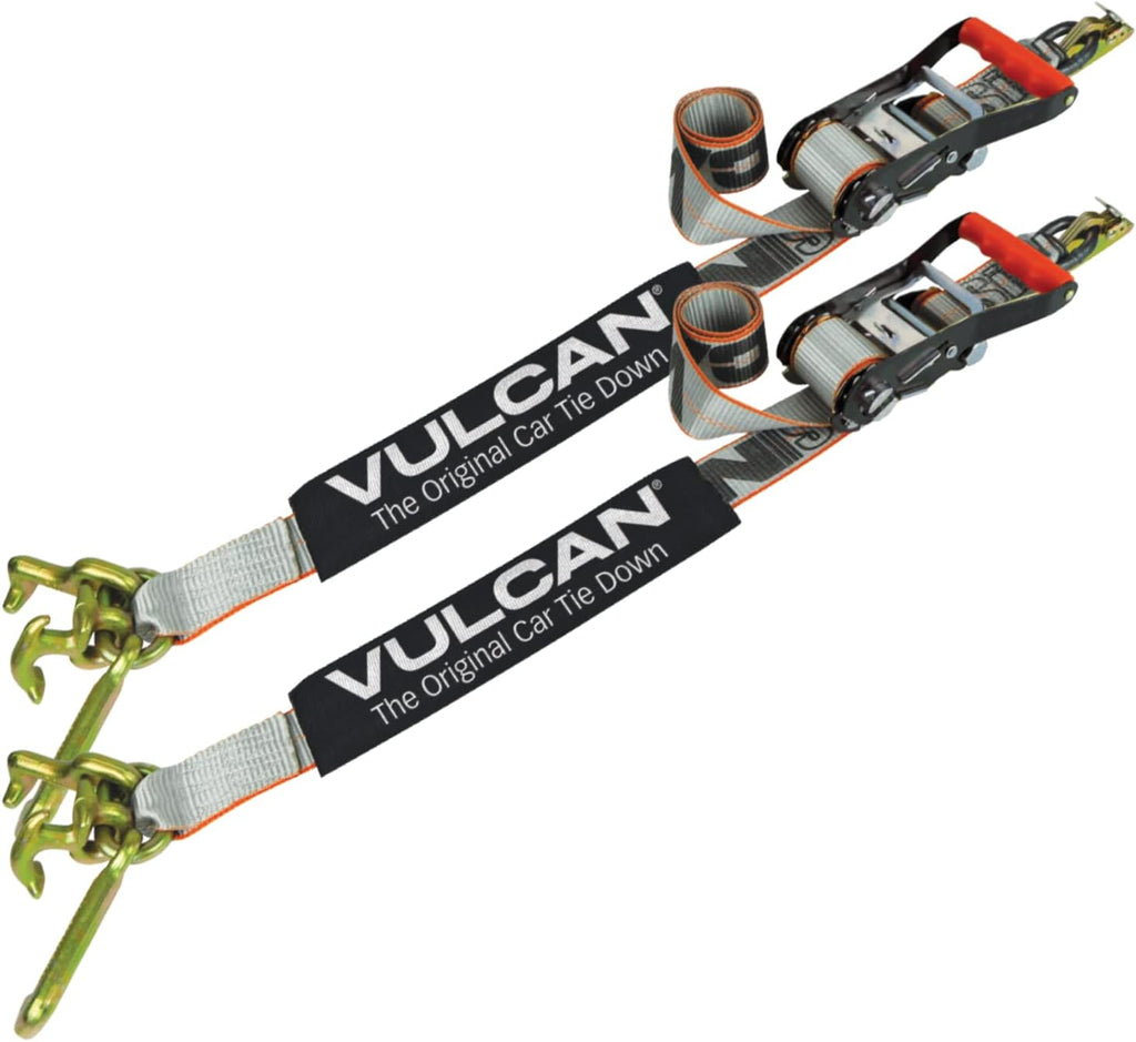 Yellow 96 Inch 2 Pack Car Tie Down with Universal Frame Hook Cluster for E Track B84190