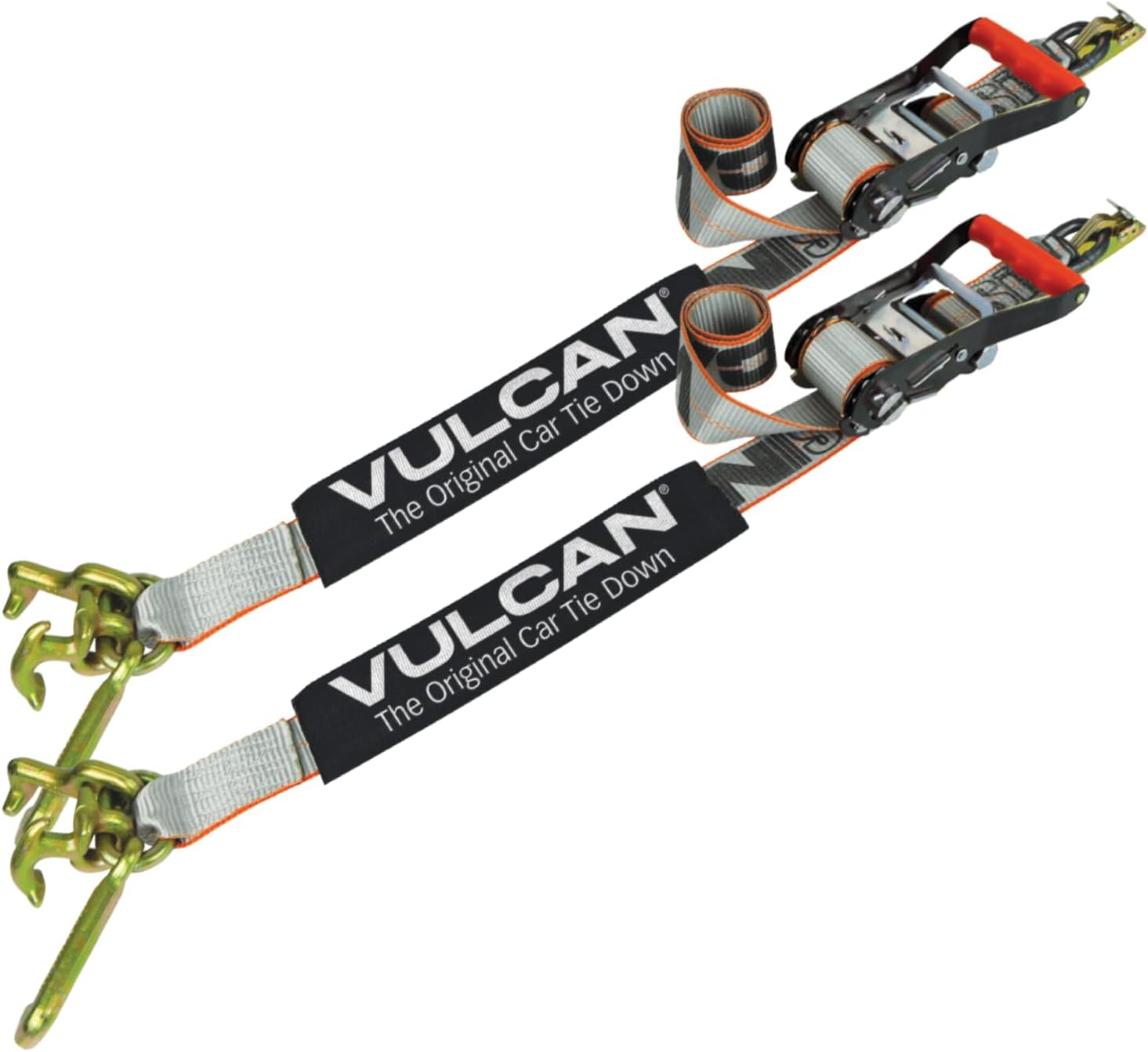 Yellow 96 Inch 2 Pack Car Tie Down with Universal Frame Hook Cluster for E Track B84190