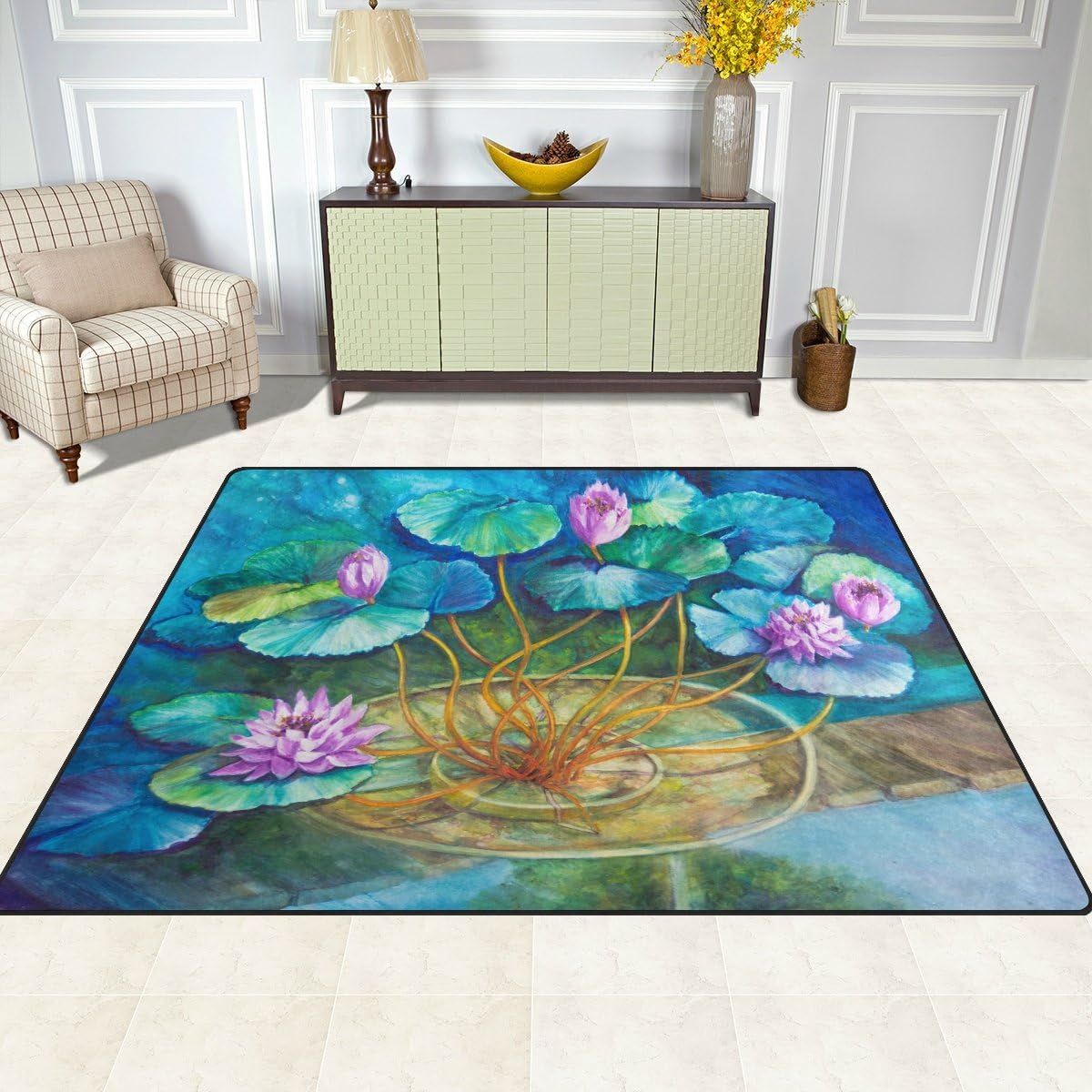 Monet's Water Lily Pond Lightweight Carpet Mats, 6'8" x 4'10" Area Rug H207