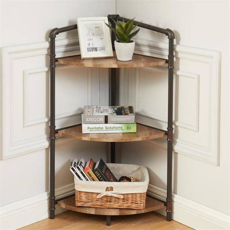 Industrial Wood 3-Tier Bookcase in Sand Black B1991