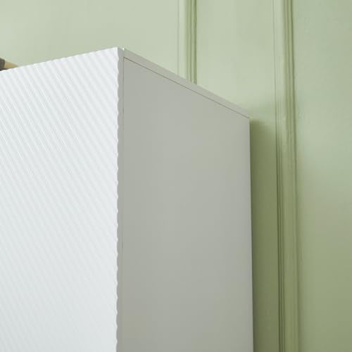 White 4 Doors 3 Drawers Wooden Closet Cabinet Wardrobe Armoire V8323