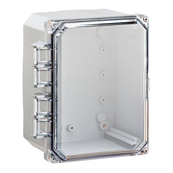8x6x4 Clear Polycarbonate Enclosure with Hinge Screw Cover P6776