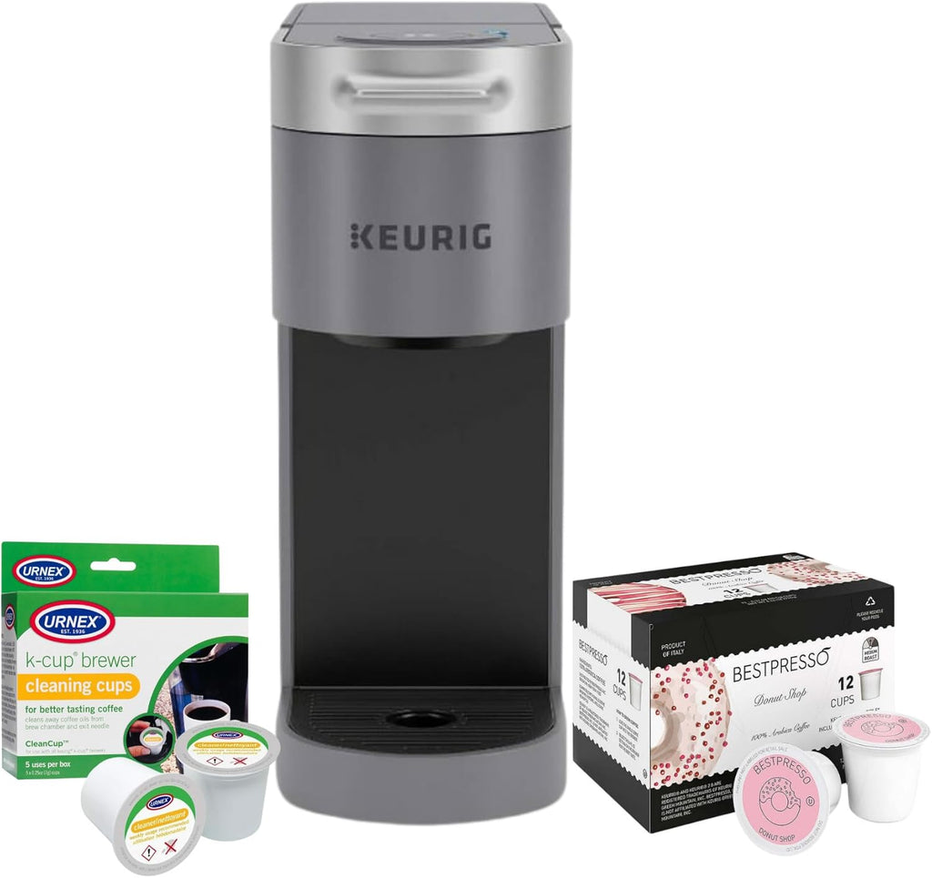Gray Single Serve Coffee Maker with 12-Count K-Cup and Cleaning Cups (3 Items) K475047