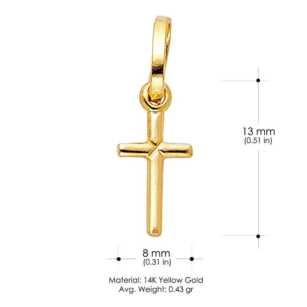14K Yellow Gold Cross Charm Pendant C432
