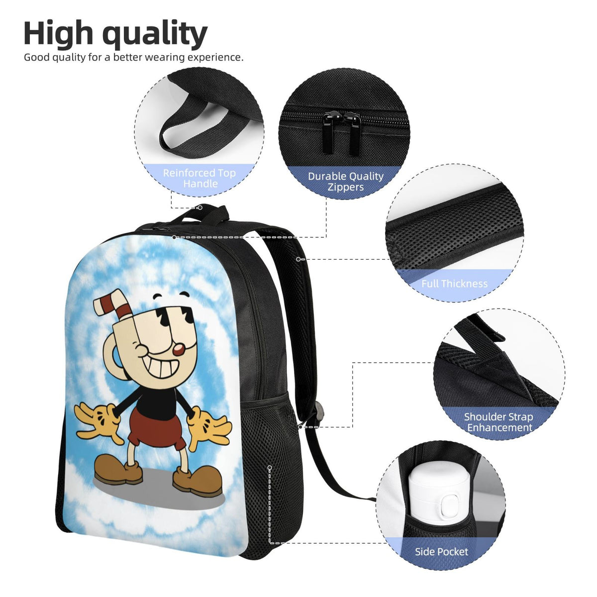 Cuphead Backpack Lightweight Unisex Daypack Bookbag Laptop Rucksack Z909947