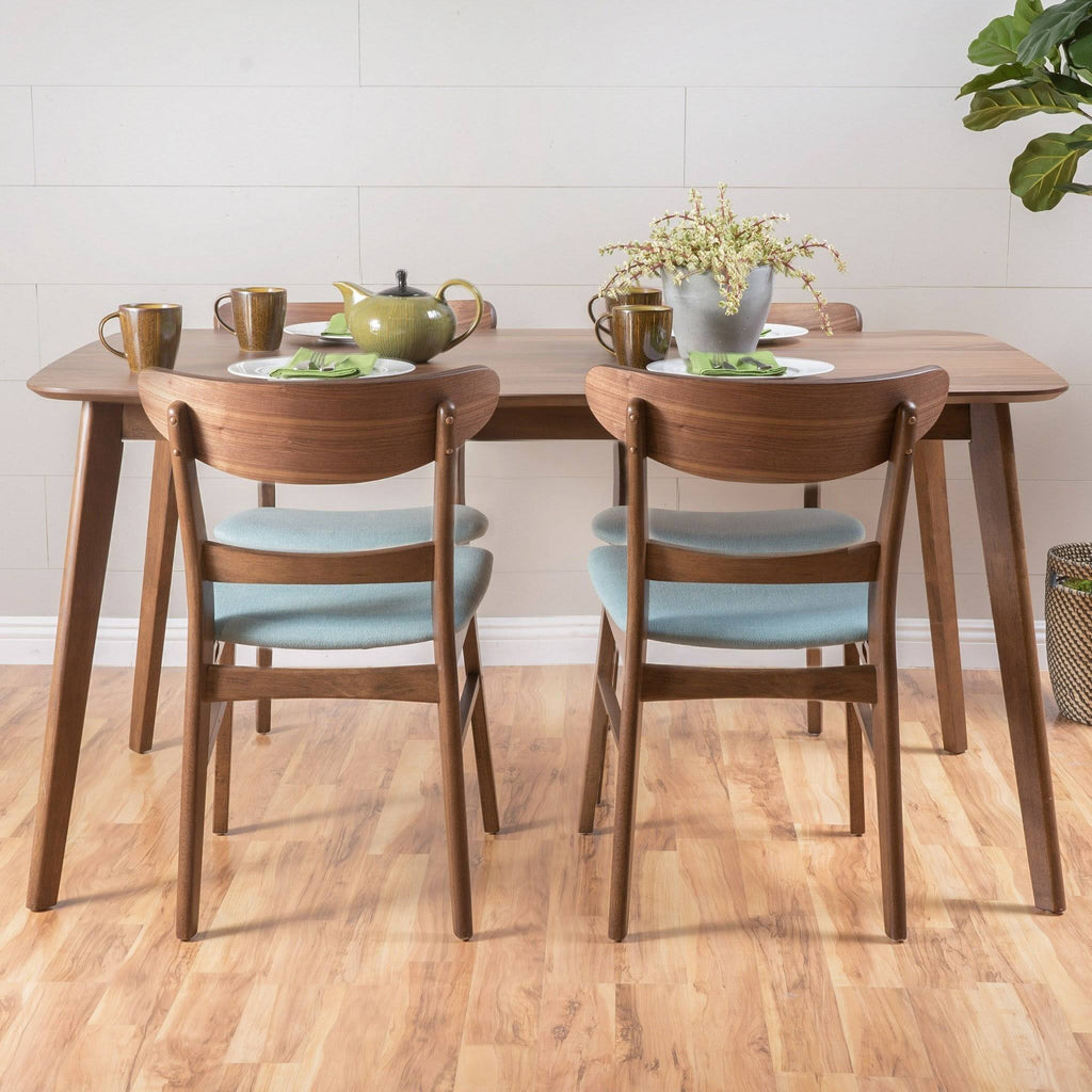 5 Piece Dining Set Natural Walnut J33411