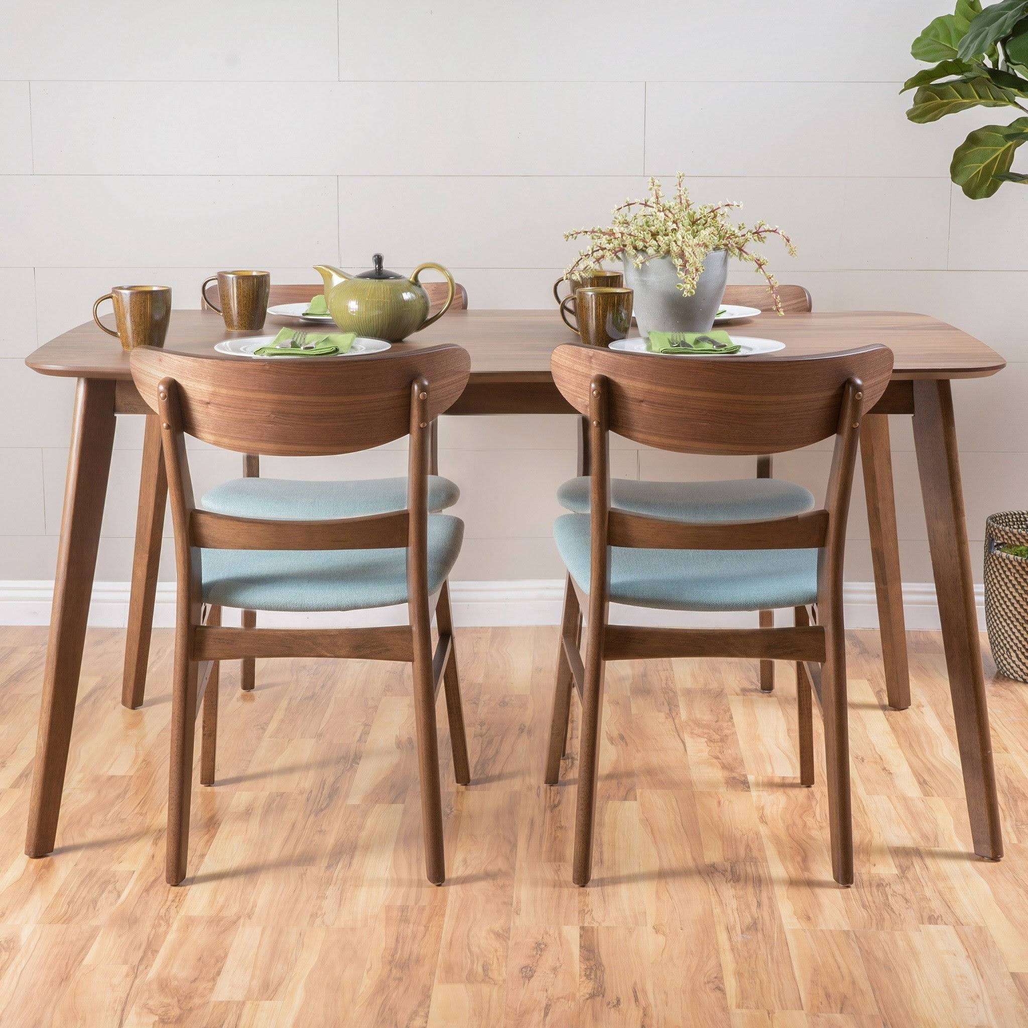 5 Piece Dining Set Natural Walnut J33411