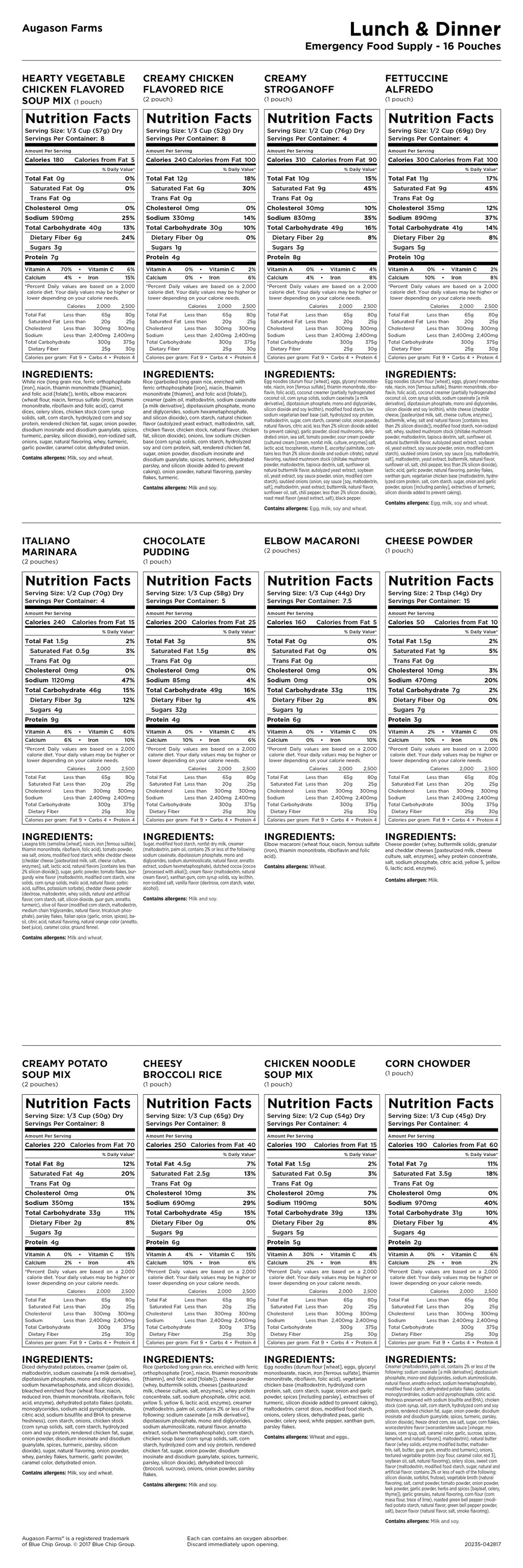 11.03 lbs Emergency Food Supply B729