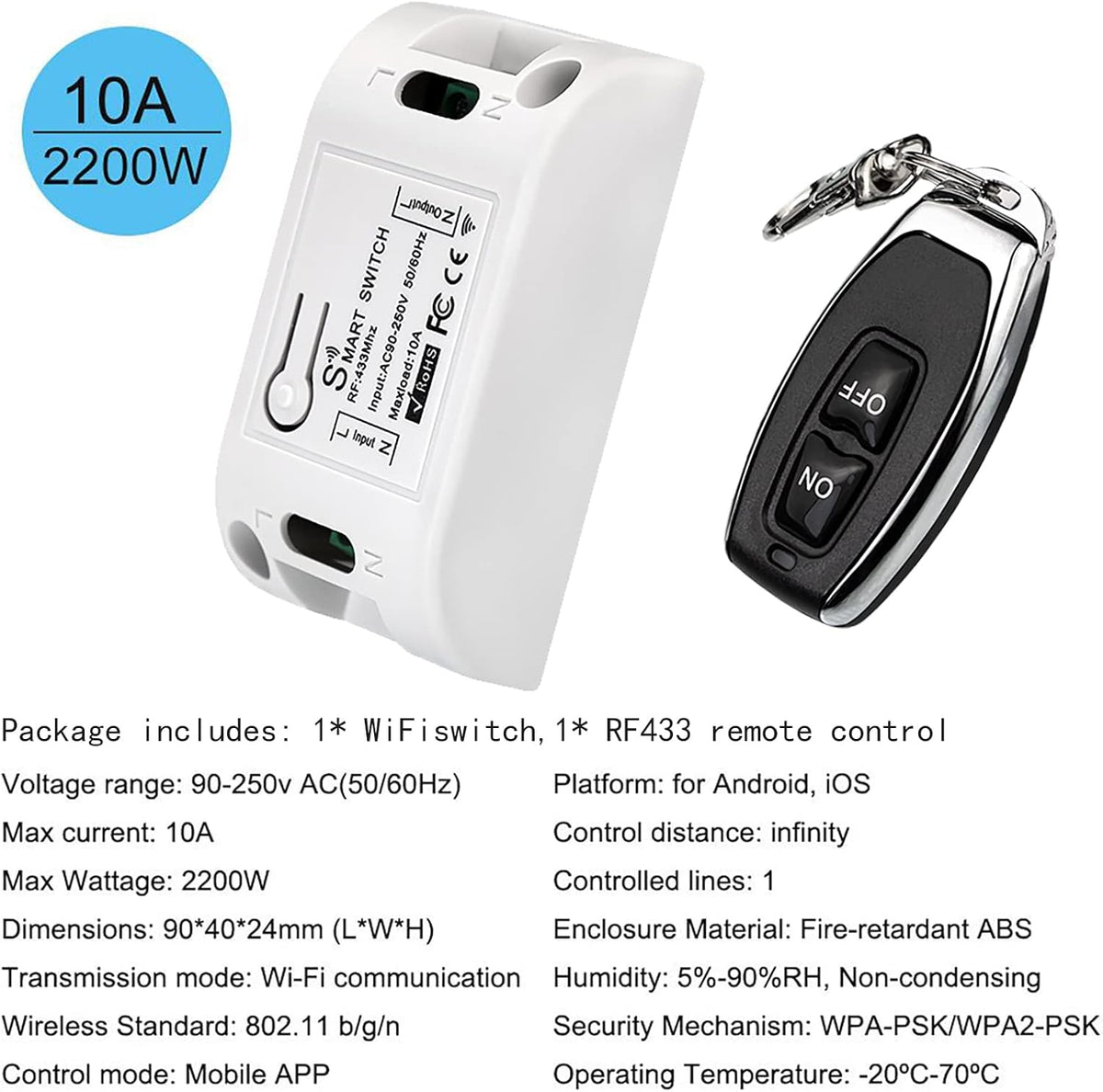 WiFi and RF433 Remote Control Dual Power Automatic Transfer Switch Ats 16-63-100A Rated 220V 240V Din Rail Mounted Controller H2770