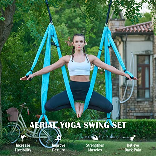 Aerial Yoga Swing Hammock Kit with 2 Extensions Straps and Ceiling Mounting Kit Y219