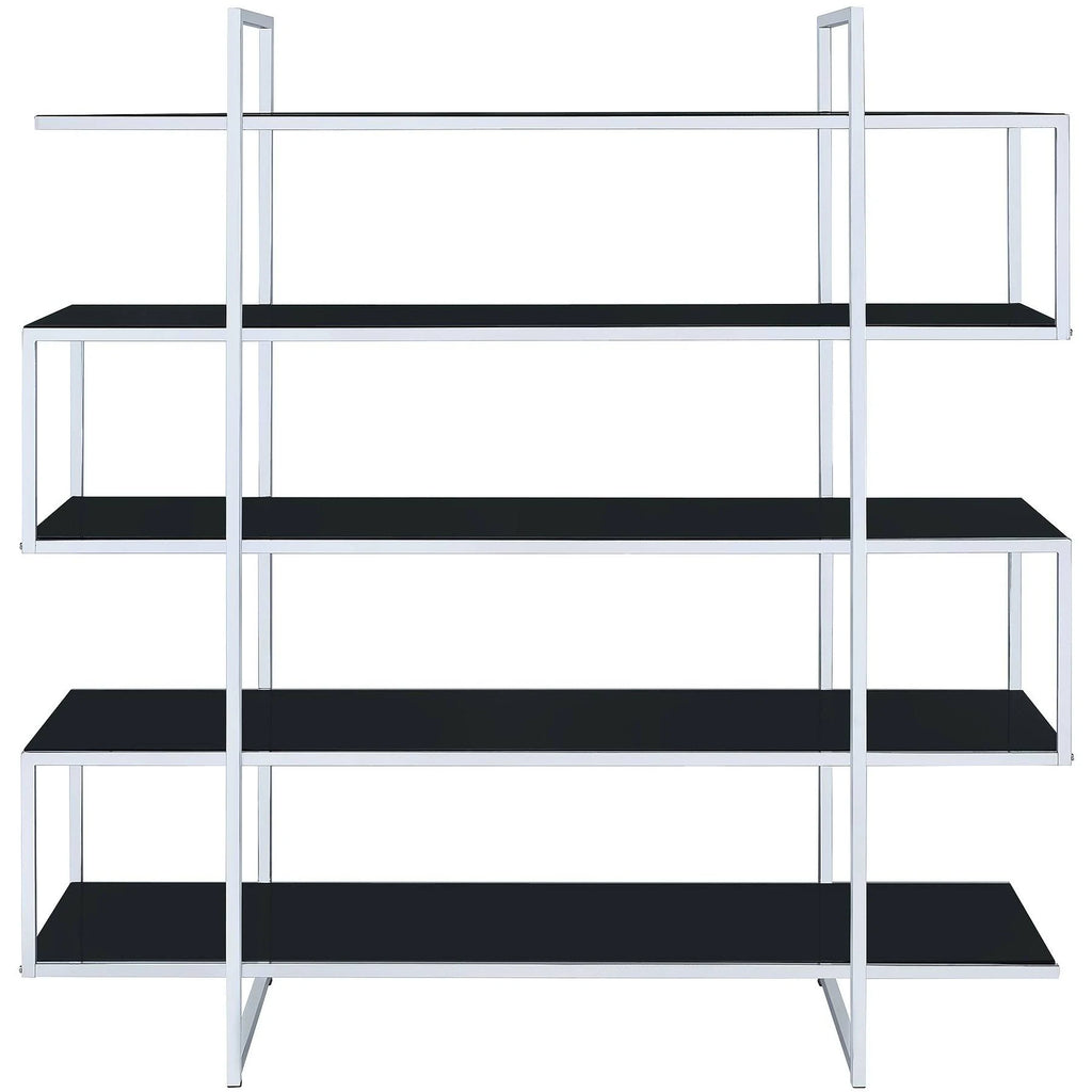 Chrome and Black Bookcase A68382