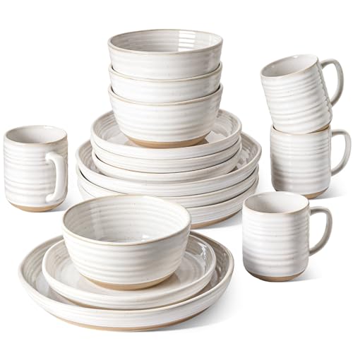 16 Piece Stoneware Dinnerware Set, Arctic White L34137