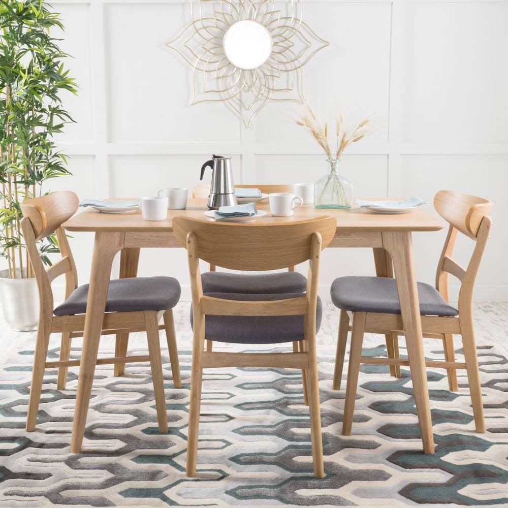 5-Piece Dark Grey and Natural Oak Dining Set G20139