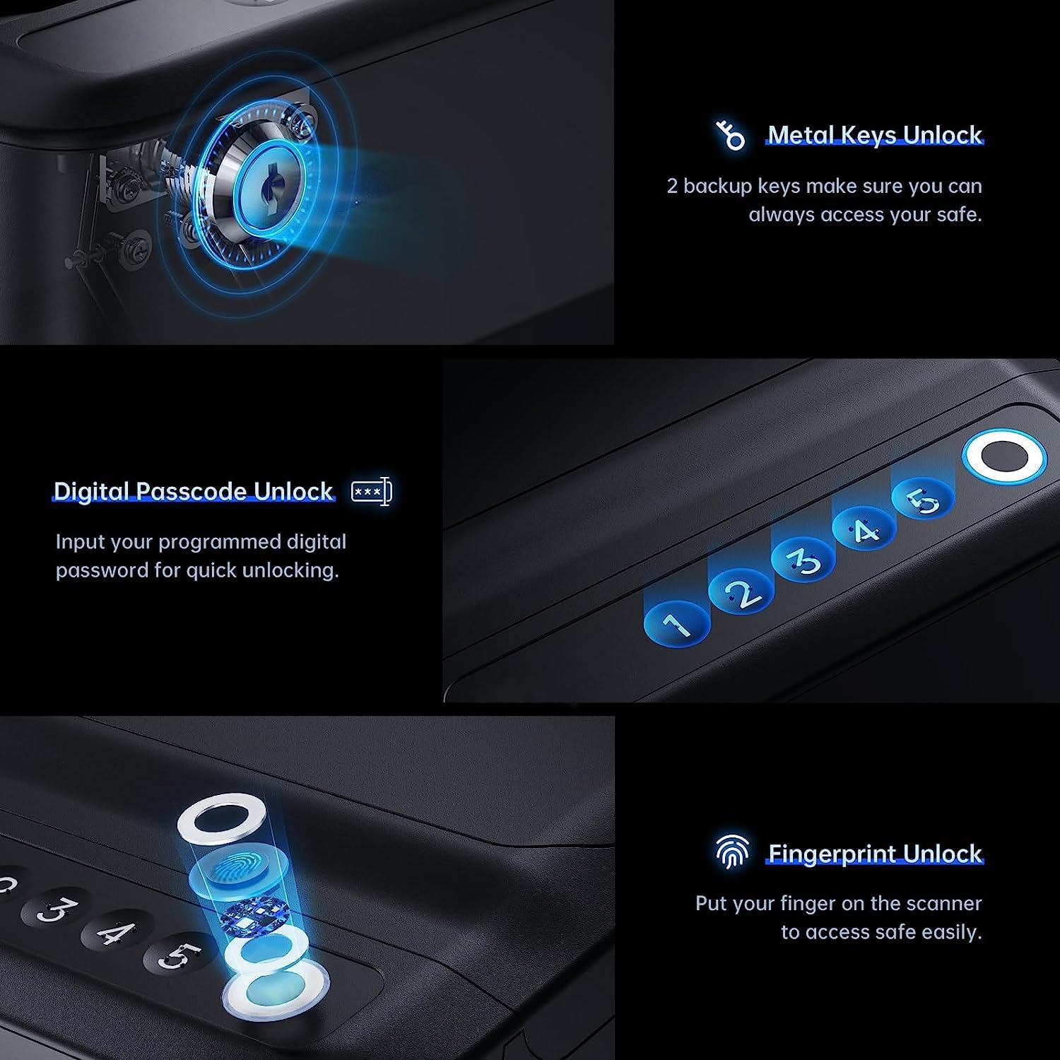 Portable Biometric Fingerprint Gun Safe P798