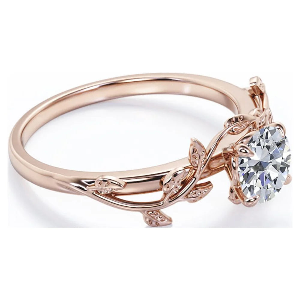 18K Rose Gold Plating Over Silver Opal Engagement Ring H5249