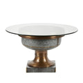 Gray Tempered Glass Metal Coffee Table Y1797