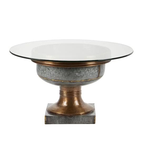 Gray Tempered Glass Metal Coffee Table Y1797
