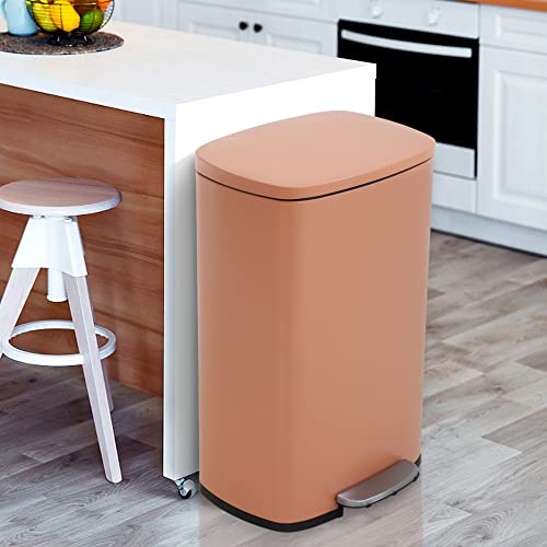 13 Gallon Brushed Stainless Steel Trash Can with Soft-close Lid T763039