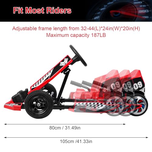 36V Electric Go Kart with 350W Motor, 16 MPH, Red S2182
