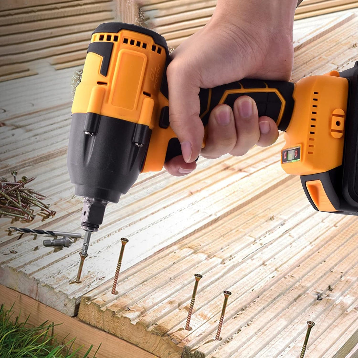 Cordless Impact Wrench Set with 2 × 4.0 Ah Battery, 1/2 Inch Chuck, Brushless Motor T714