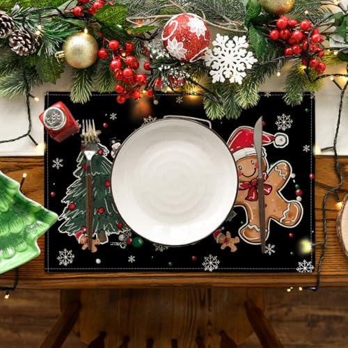 Set of 4 12x18 Inch Christmas Placemats L39290