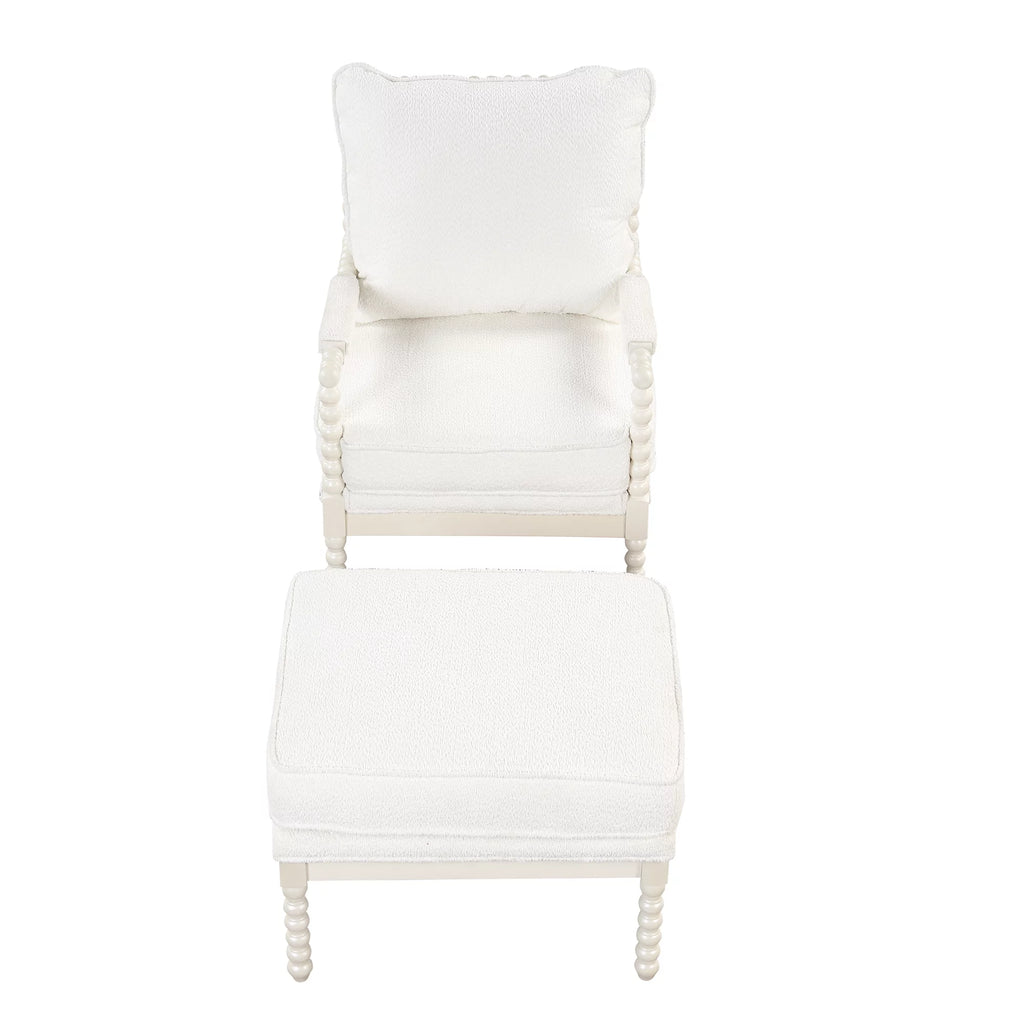 White Velvet Accent Chair with Ottoman K170