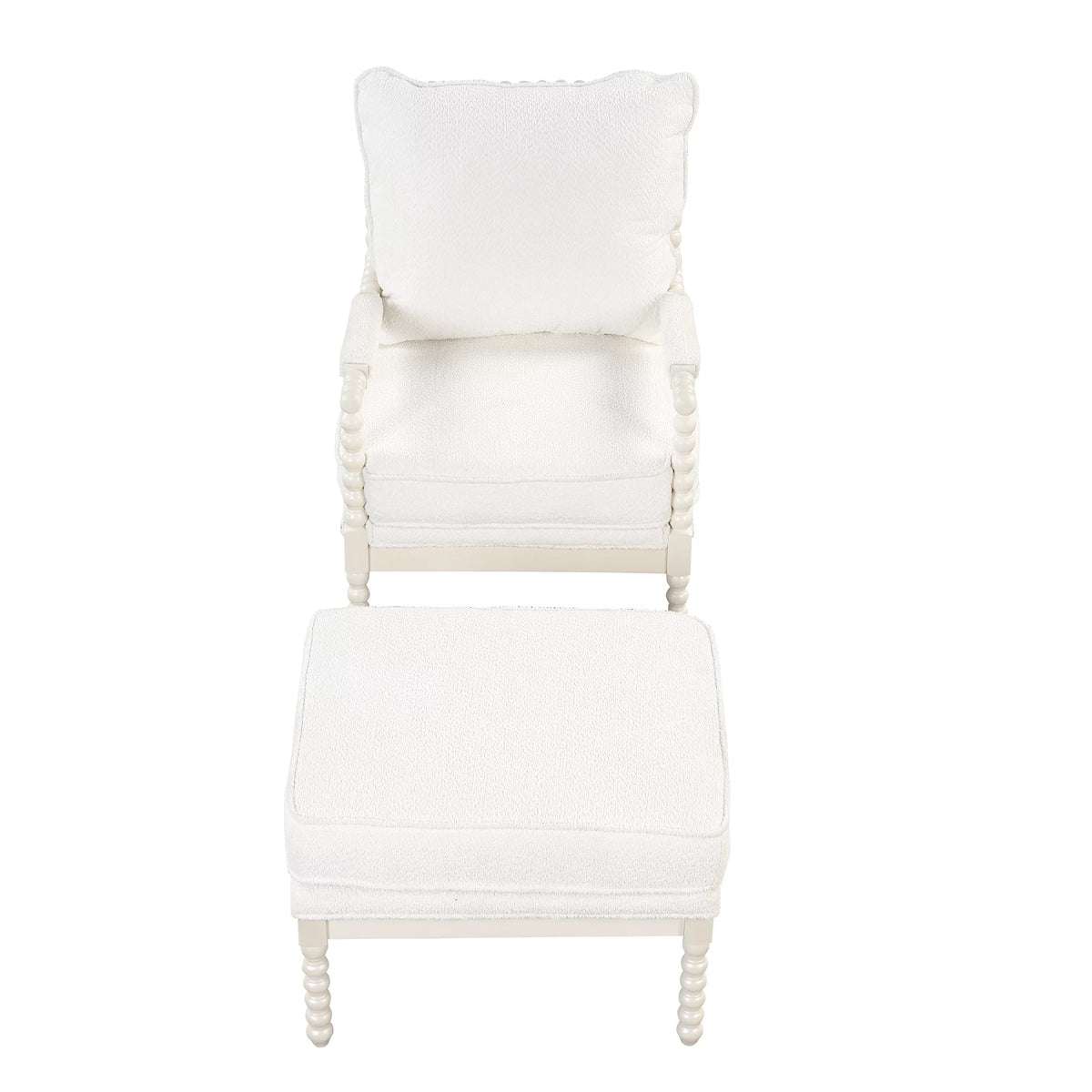 White Velvet Accent Chair with Ottoman K170