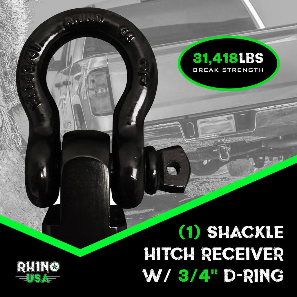 Combo Recovery Tow Strap 20ft & Shackle Hitch Receiver N830