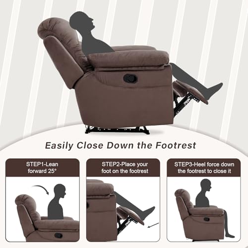 Breathable Fabric Cloth Single Recliner Chair with Padded Backrest and Armrests K281