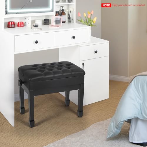 Brown Wooden Piano Bench with Storage and PU Leather Cushion G530449