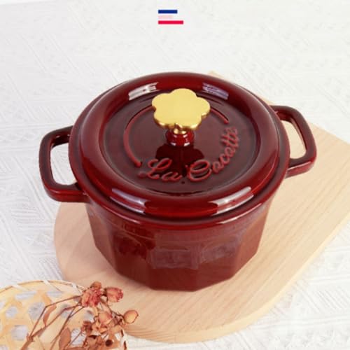 2QT Red Enamel Coated Cast Iron Dutch Oven N358