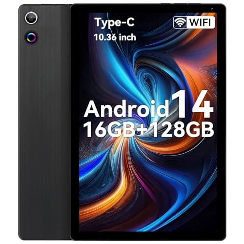 Black 10.36 inch Android 14 Tablet, 16GB RAM 128GB ROM, 8-Core HD Display, 5000mAh Battery, Dual Camera, 1TB Expandable N773055