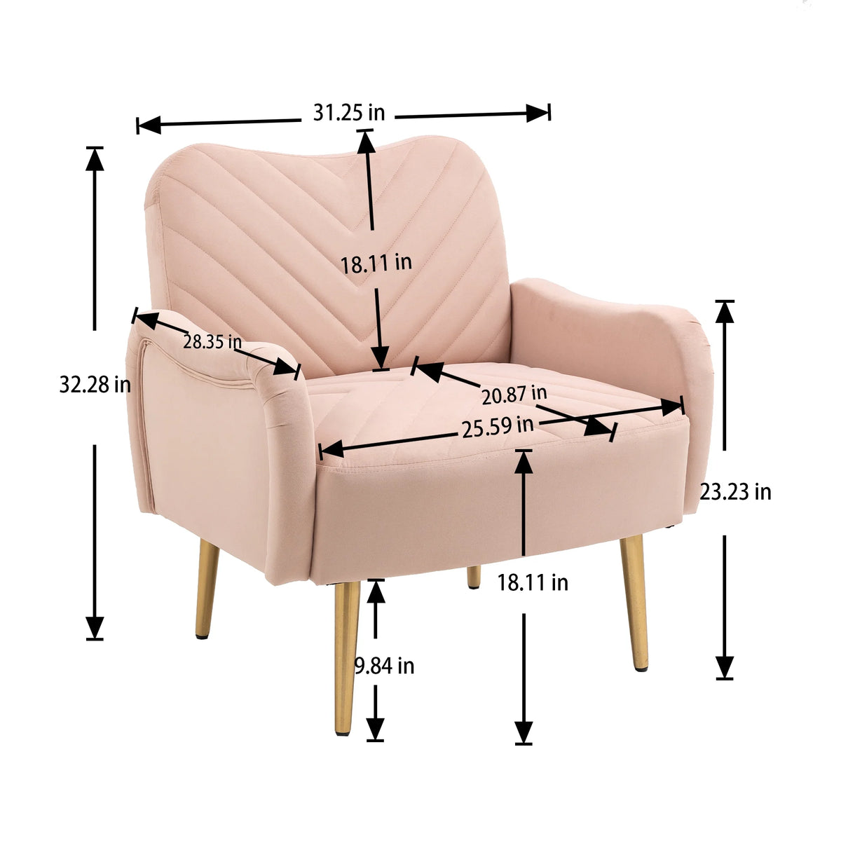 Velvet Single Sofa Chair with Rose Golden Metal Legs J59225