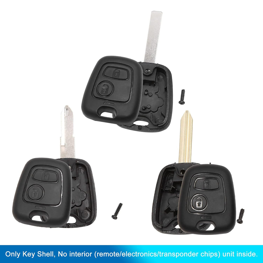 65pcs 2 Buttons Uncut Insert Key Fob Case Remote Control Shell for Citroen for Peugeot 106 206 306 107 207 307 Pack of 2 M945671