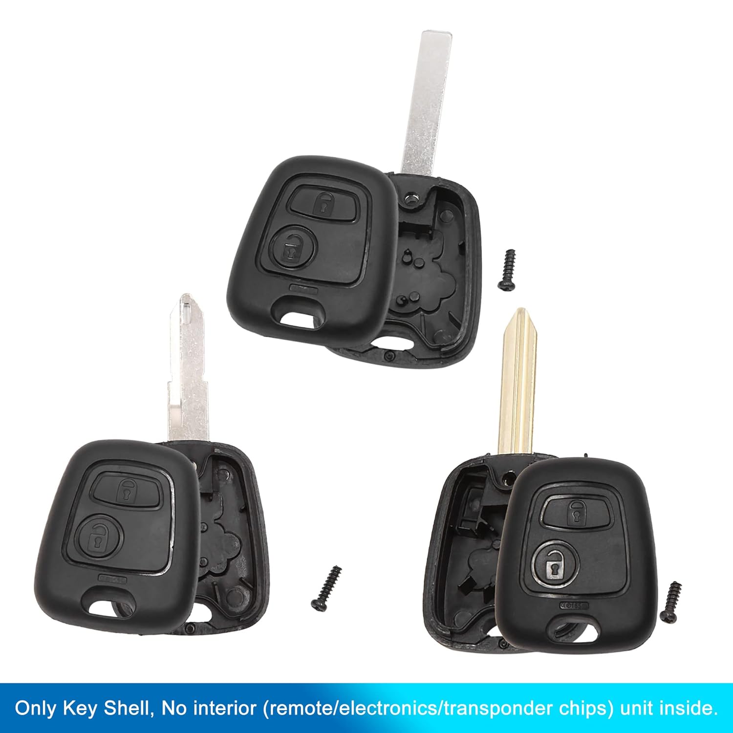 65pcs 2 Buttons Uncut Insert Key Fob Case Remote Control Shell for Citroen for Peugeot 106 206 306 107 207 307 Pack of 2 M945671