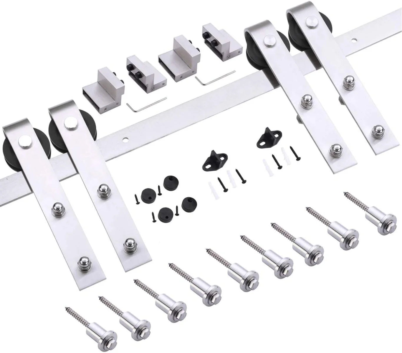 Double Barn Door 36 x 80 inches with Frosted Glass Stainless Steel Rail Hangers E5615