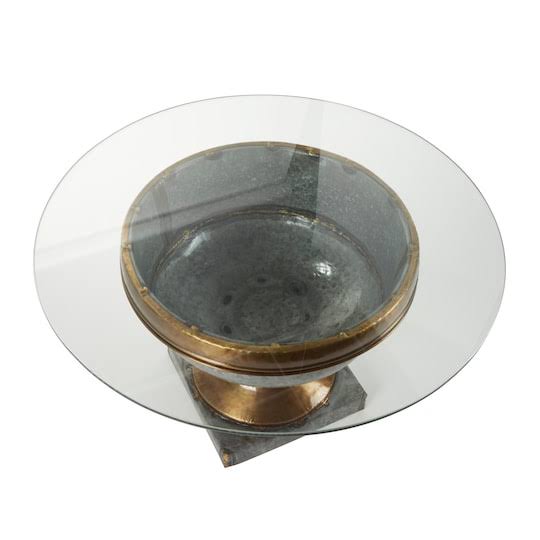 Gray Tempered Glass Metal Coffee Table Y1797