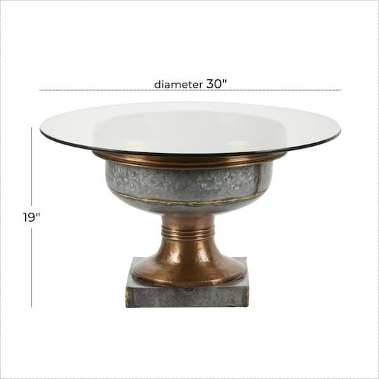 Gray Tempered Glass Metal Coffee Table Y1797