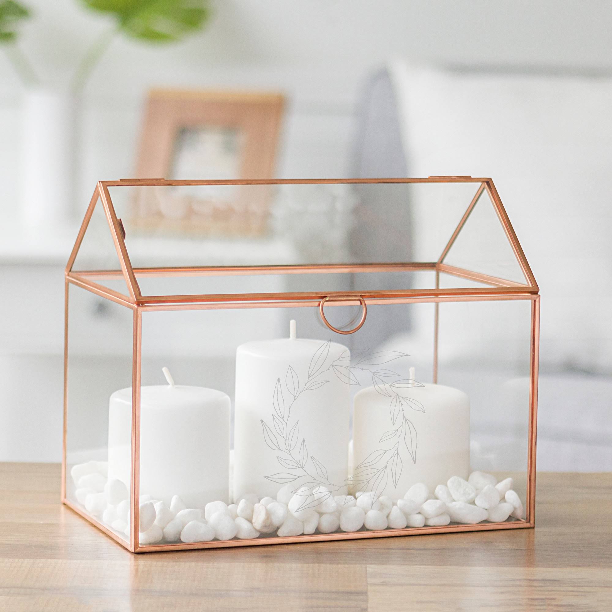 Glass Terrarium Card Holder, Rose Gold V860441