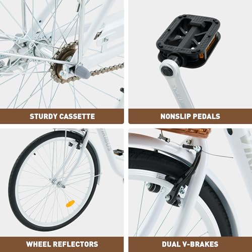 24 26 inch 1 Speed Step Through Cruiser Bike with Basket A863