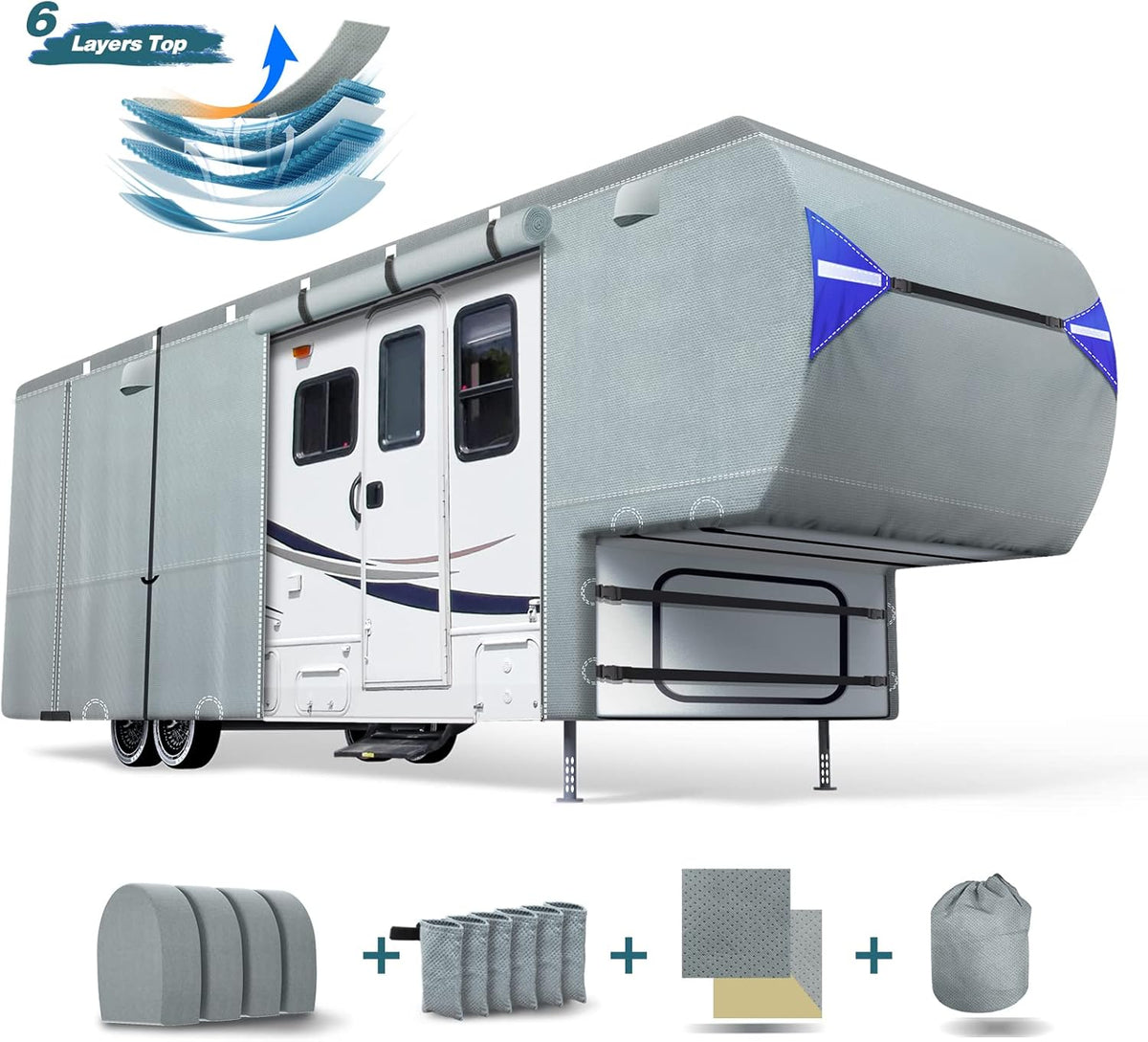 5th Wheel RV Cover with 4 Tire Covers O617