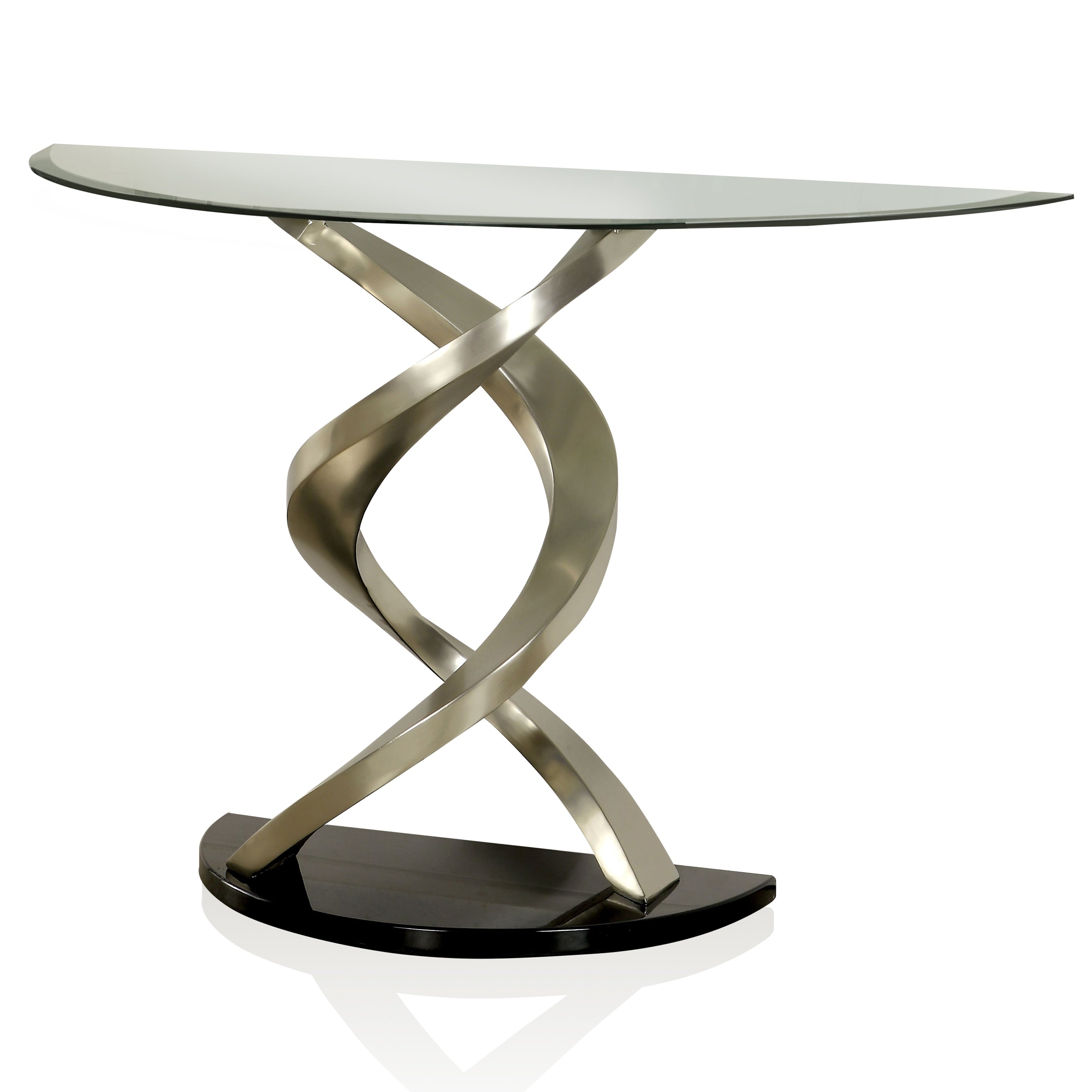 Silver Glass Top Half-moon Sofa Table X20634