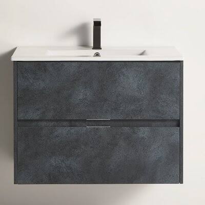 Blackish Green Marble Wall-Mounted Single Bathroom Vanity Set E639