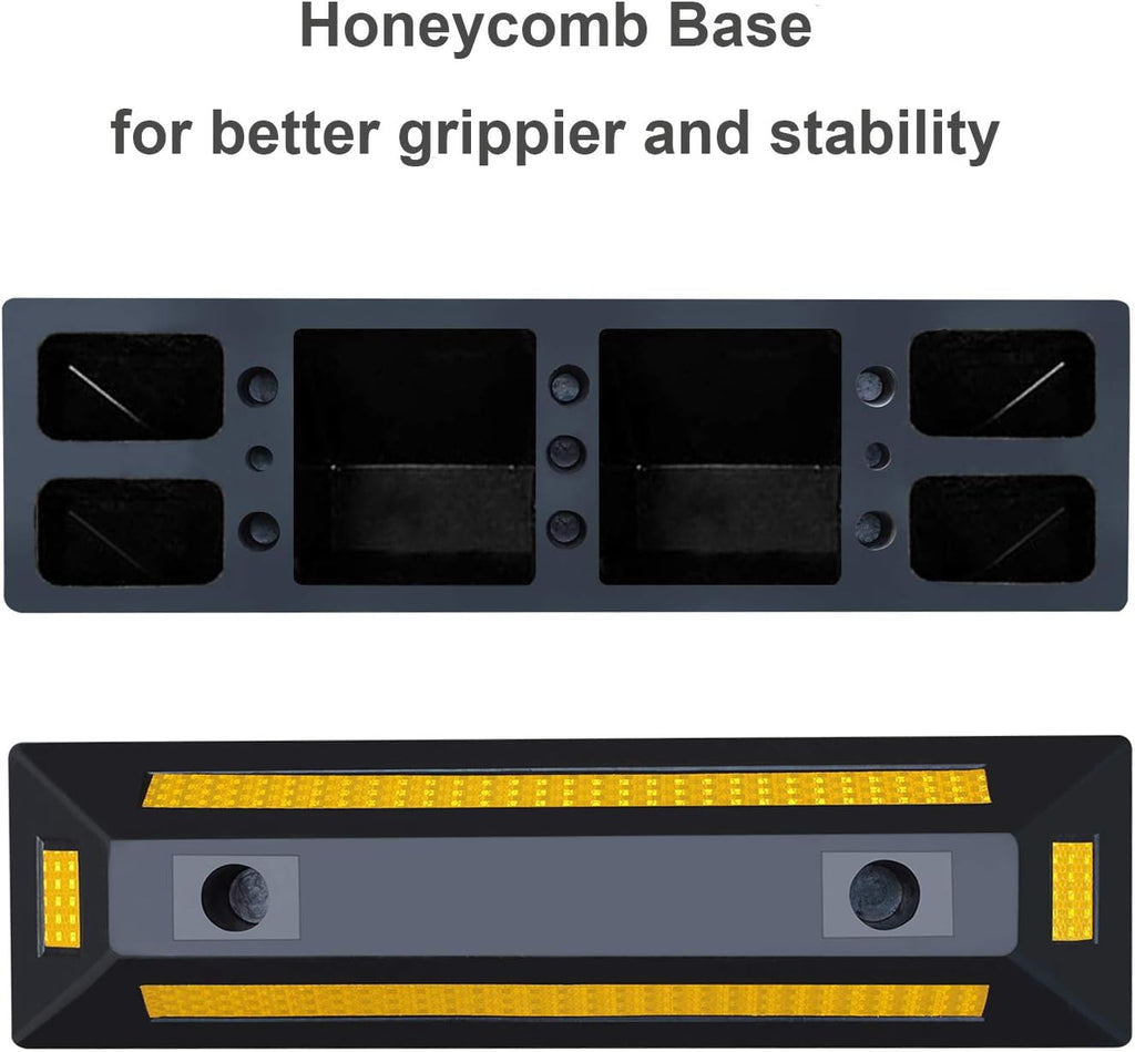 2 Pack Rubber Parking Guide Blocks with Yellow Reflective Stripes 21.25x5.7x3.54 W59295