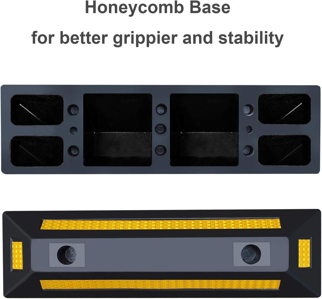 2 Pack Rubber Parking Guide Blocks with Yellow Reflective Stripes 21.25x5.7x3.54 W59295